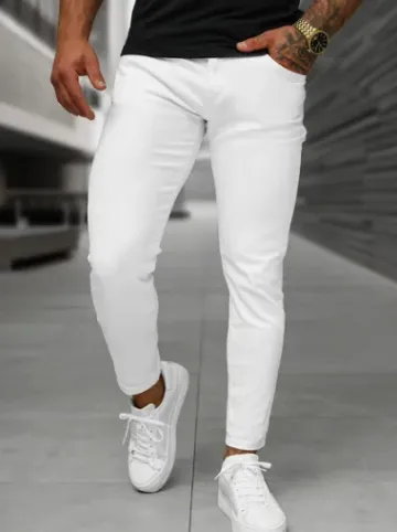 Spodnie jeansowe męskie slim-fit białe O/YB661^Ozonee Best