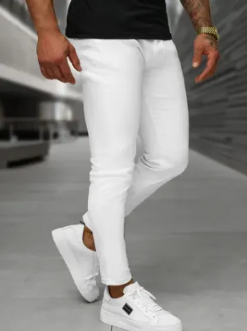 Spodnie jeansowe męskie slim-fit białe O/YB661^Ozonee Best