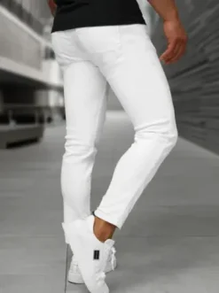 Spodnie jeansowe męskie slim-fit białe O/YB661^Ozonee Best