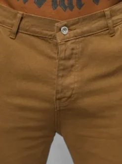 Spodnie jeansowe męskie wide leg brązowe DO/4001^Ozonee Fashion