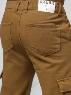 Spodnie jeansowe męskie wide leg brązowe DO/4001^Ozonee Fashion