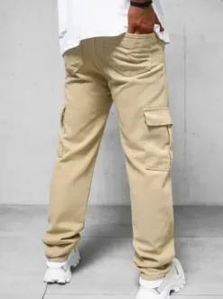 Spodnie jeansowe męskie wide leg beżowe DO/4001^Ozonee Discount
