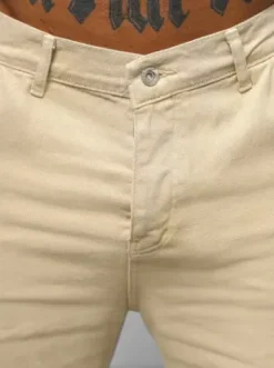 Spodnie jeansowe męskie wide leg beżowe DO/4001^Ozonee Discount