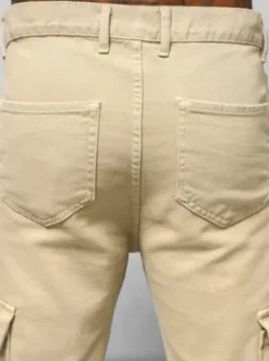 Spodnie jeansowe męskie wide leg beżowe DO/4001^Ozonee Discount