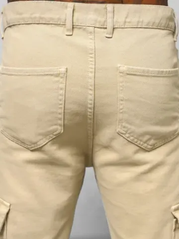 Spodnie jeansowe męskie wide leg beżowe DO/4001^Ozonee Discount