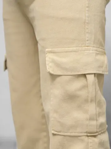 Spodnie jeansowe męskie wide leg beżowe DO/4001^Ozonee Discount
