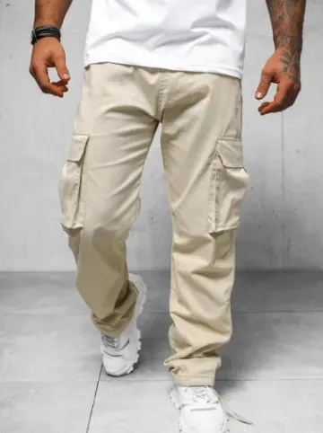 Spodnie męskie cargo wide leg beżowe O/G3179Z^Ozonee New