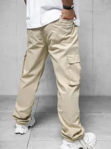 Spodnie męskie cargo wide leg beżowe O/G3179Z^Ozonee New