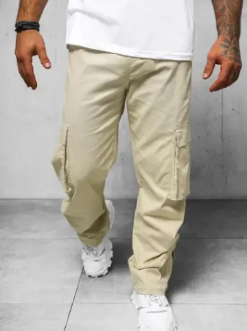 Spodnie męskie cargo wide leg beżowe O/G3016Z^Ozonee Online