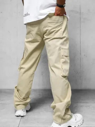 Spodnie męskie cargo wide leg beżowe O/G3016Z^Ozonee Online