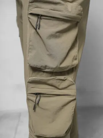 Spodnie męskie cargo wide leg ciemno-beżowe O/PS5528^Ozonee Discount