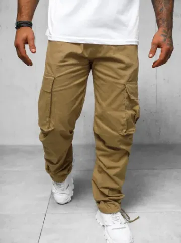 Spodnie męskie cargo wide leg camelowe O/G3179Z^Ozonee Clearance
