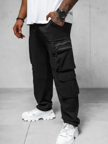 Spodnie męskie cargo wide leg czarne O/PS5527^Ozonee Online