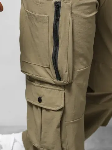 Spodnie męskie cargo wide leg ciemno-beżowe O/PS5527^Ozonee Online