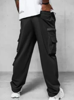 Spodnie męskie cargo wide leg czarne O/PS5526^Ozonee Fashion
