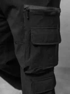 Spodnie męskie cargo wide leg czarne O/PS5526^Ozonee Fashion