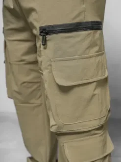 Spodnie męskie cargo wide leg ciemno-beżowe O/PS5526^Ozonee Fashion