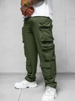 Spodnie męskie cargo wide leg khaki O/PS5528^Ozonee Best