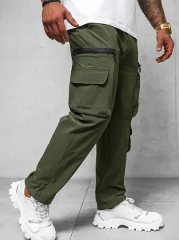 Spodnie męskie cargo wide leg khaki O/PS5526^Ozonee Discount