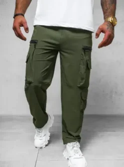 Spodnie męskie cargo wide leg khaki O/PS5526^Ozonee Discount