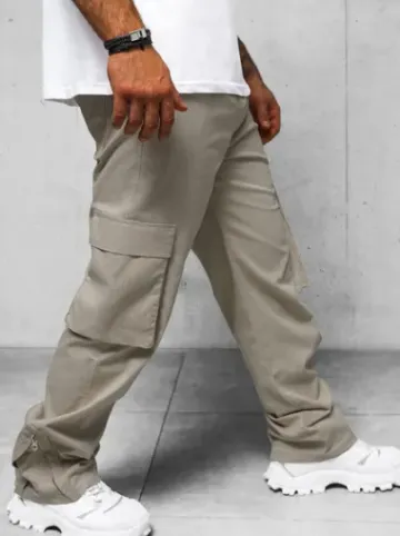 Spodnie męskie cargo wide leg szare O/G3016Z^Ozonee Outlet