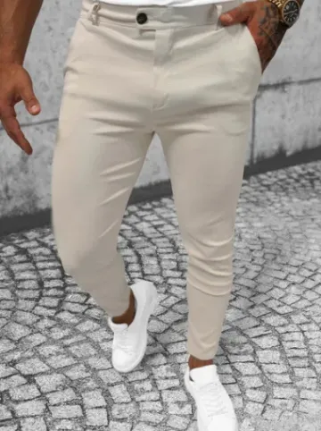 Spodnie męskie chino beżowe O/P4049^Ozonee New