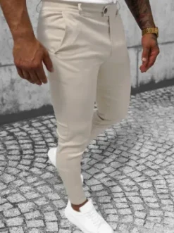 Spodnie męskie chino beżowe O/P4049^Ozonee New