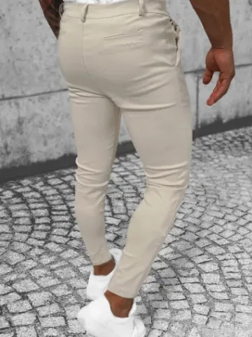 Spodnie męskie chino beżowe O/P4049^Ozonee New