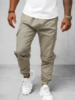 Spodnie męskie chino joggery beżowe O/G3014Z^Ozonee New