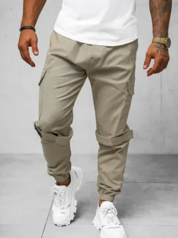 Spodnie męskie chino joggery beżowe O/G3014Z^Ozonee New