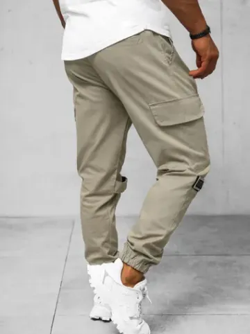 Spodnie męskie chino joggery beżowe O/G3014Z^Ozonee New