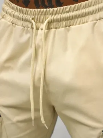 Spodnie męskie chino joggery beżowe O/475^Ozonee Best