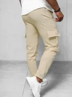 Spodnie męskie chino joggery beżowe O/1404SP^Ozonee Fashion