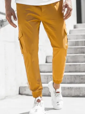 Spodnie męskie chino joggery camelowe DJ/5580^Ozonee Outlet