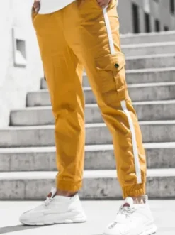 Spodnie męskie chino joggery camelowe DJ/5580^Ozonee Outlet