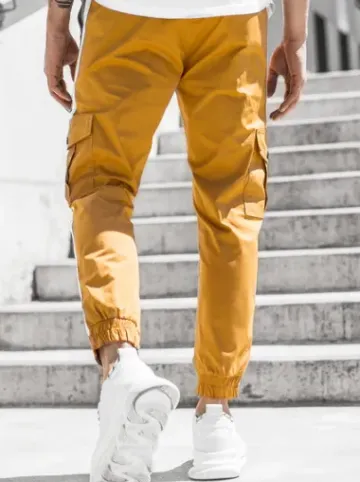 Spodnie męskie chino joggery camelowe DJ/5580^Ozonee Outlet