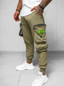 Spodnie męskie chino joggery ciemno-beżowe O/PS5519^Ozonee Online