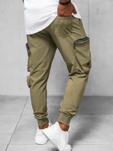 Spodnie męskie chino joggery ciemno-beżowe O/PS5519^Ozonee Online