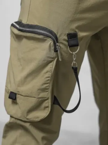 Spodnie męskie chino joggery ciemno-beżowe O/PS5519^Ozonee Online
