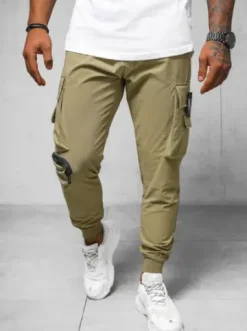 Spodnie męskie chino joggery ciemno-beżowe O/PS5520^Ozonee Best