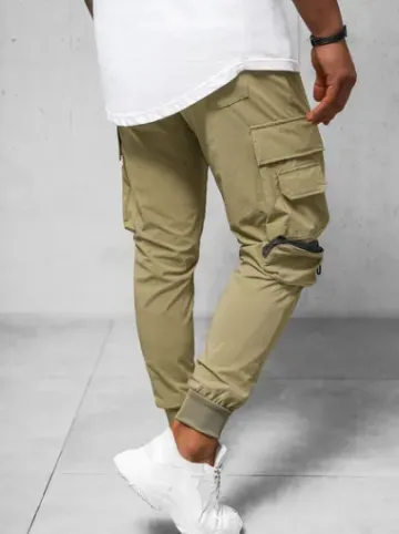 Spodnie męskie chino joggery ciemno-beżowe O/PS5520^Ozonee Best