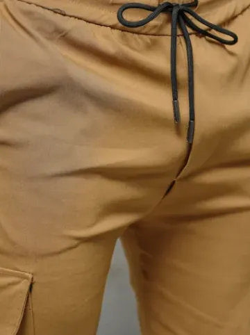 Spodnie męskie chino joggery camelowe O/1404SP^Ozonee Hot