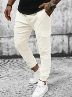 Spodnie męskie chino joggery ecru O/P4051^Ozonee Hot