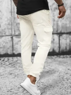 Spodnie męskie chino joggery ecru O/P4051^Ozonee Hot