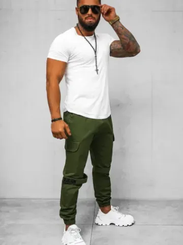 Spodnie męskie chino joggery khaki O/G3014Z^Ozonee New