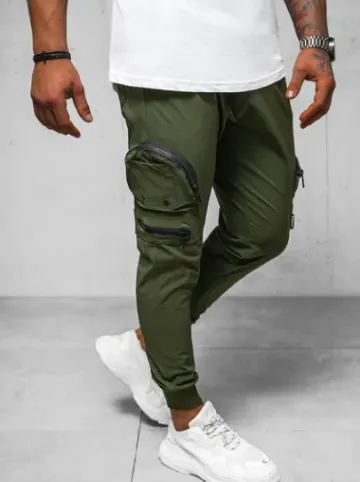Spodnie męskie chino joggery khaki O/PS5501^Ozonee Best