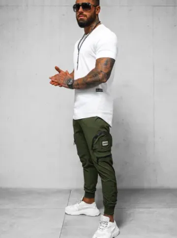 Spodnie męskie chino joggery khaki O/PS5501^Ozonee Best