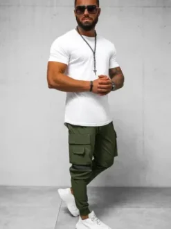 Spodnie męskie chino joggery khaki O/PS5520^Ozonee Sale