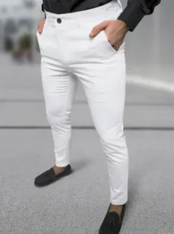 Spodnie męskie chino materiałowe białe DJ/5526^Ozonee Online