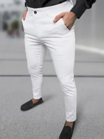 Spodnie męskie chino materiałowe białe DJ/5526^Ozonee Online